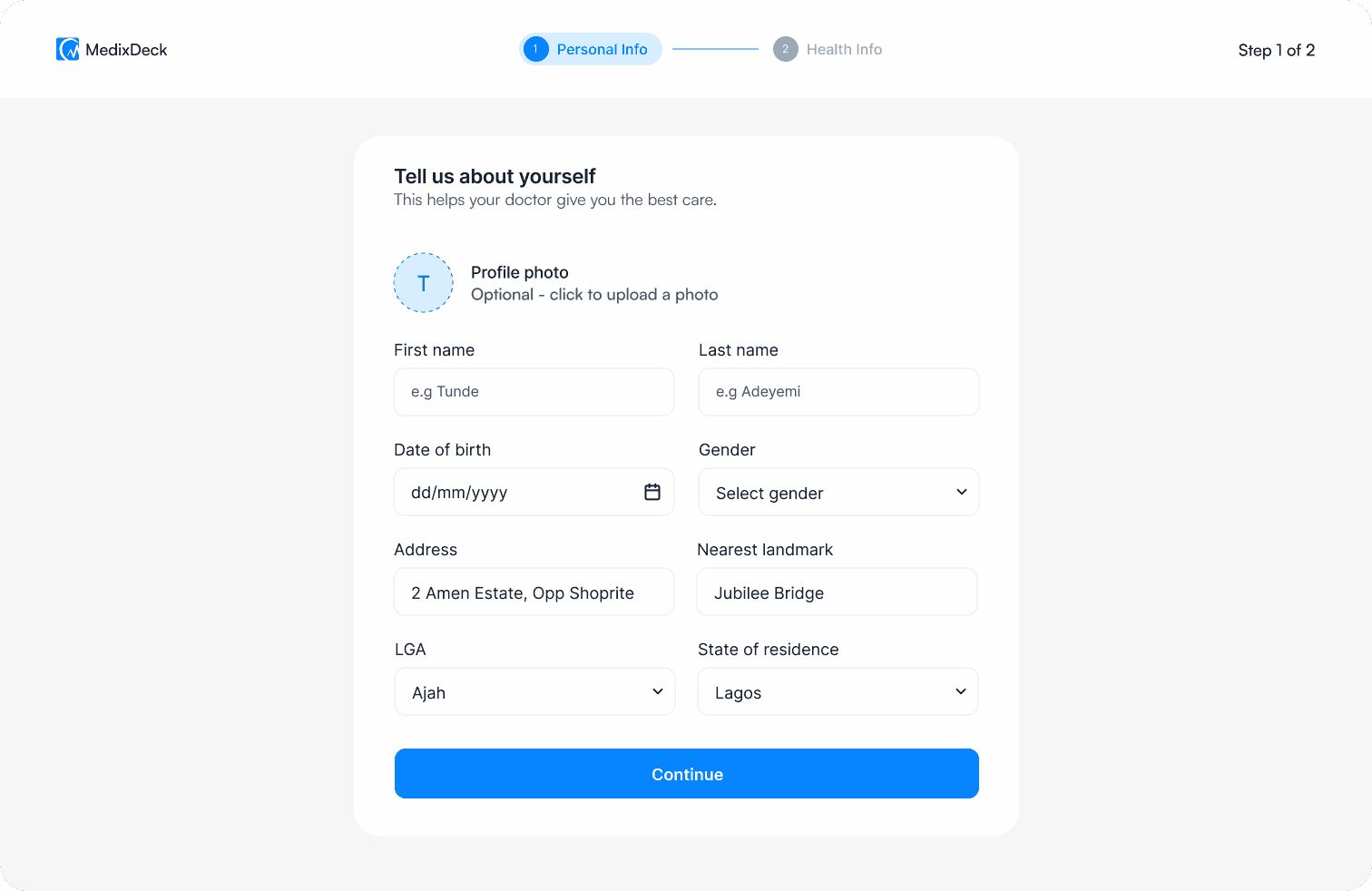 Patient Onboarding Screen, screen 6