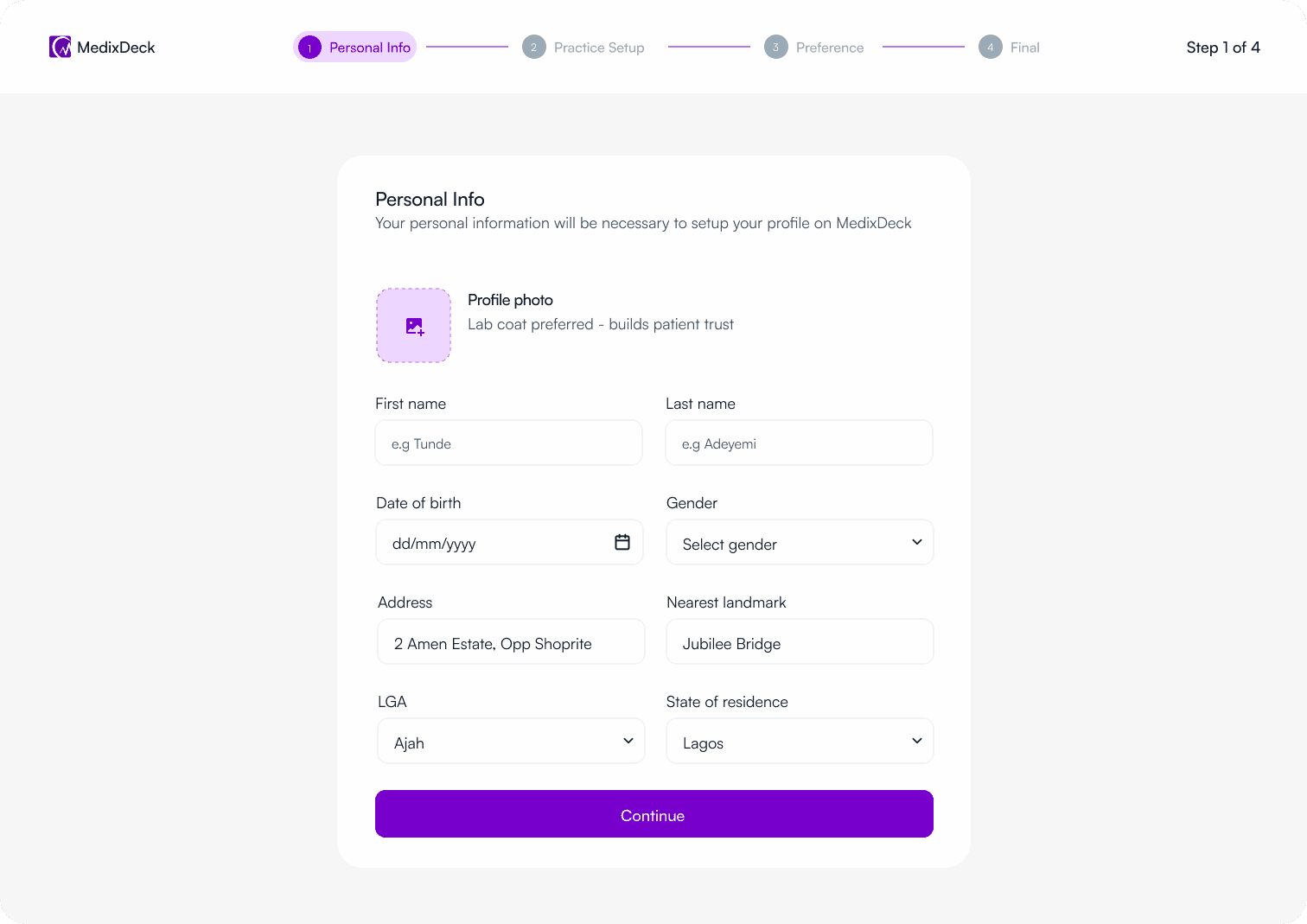 Doctor Onboarding, screen 7